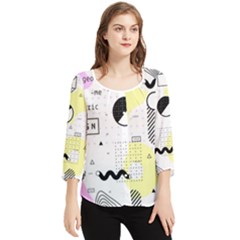 Graphic Design Geometric Background Chiffon Quarter Sleeve Blouse by Bedest