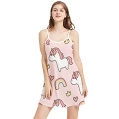 Cute Unicorn Rainbow Seamless Pattern Background Summer Frill Dress by Bedest