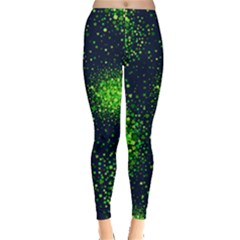 Navy Shamrock Green White Clover Shamrock Handraw Capri Leggings  by CoolDesigns