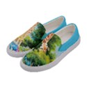 Sky Blue & Green Adorable Giraffe Design Womens Canvas Slip Ons View2