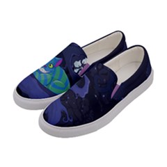 Alice Wonderland Dark Purple Cat Prints Womens Canvas Slip Ons by CoolDesigns