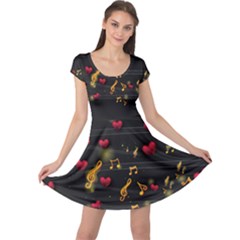Musical Lover Hearts Dark Gray Cap Sleeve Dress by CoolDesigns