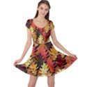 Brown Fallen Autumn Warm Shades Leaves Cap Sleeve Dress View1