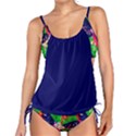 Navy Leaves Purple Floral Tankini Set View1