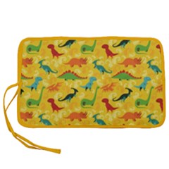 Yellow Orange Cartoon Dinosaur Pattern Pen Storage Case by CoolDesigns