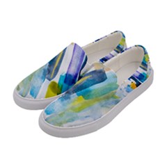 Colorful Paint Brush Stroke Printed Womens Canvas Slip Ons by CoolDesigns