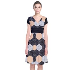 Hexigon 2 Short Sleeve Front Wrap Dress by CoolDesigns