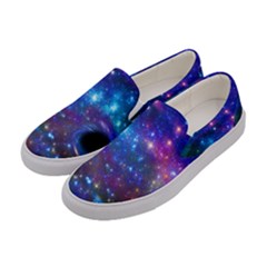 Purple Starry Night Sky Moon Stars Space Womens Slip Ons by CoolDesigns