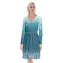 Teal Elegant Christmas Snowflakes Long Sleeve Velvet Front Wrap Dress View1