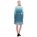 Teal Elegant Christmas Snowflakes Long Sleeve Velvet Front Wrap Dress View2