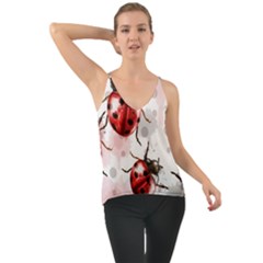 Ladybugs Pattern Texture Watercolor Chiffon Cami by Bedest