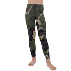 Texture Military Camouflage Repeats Seamless Army Green Hunting Kids  Lightweight Velour Leggings by Bedest