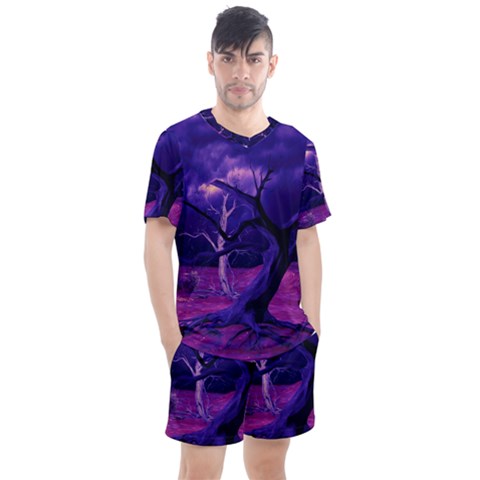 Forest Night Sky Clouds Mystical Men s Mesh T-shirt And Shorts Set by Bedest