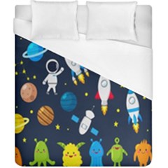 Big Set Cute Astronauts Space Planets Stars Aliens Rockets Ufo Constellations Satellite Moon Rover V Duvet Cover (california King Size) by Bedest