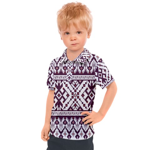 Illustration Ukrainian Folk Seamless Pattern Ornament Kids  Polo T-shirt by Bedest