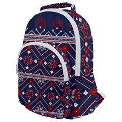 Ukrainian Folk Seamless Pattern Ornament Art Rounded Multi Pocket Backpack by Bedest