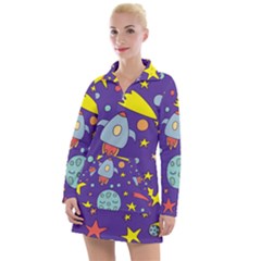 Card With Lovely Planets Women s Long Sleeve Casual Dress by Bedest