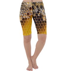 Honeycomb With Bees Cropped Leggings  by Bedest