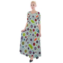 Seamless Pattern With Viruses Half Sleeves Maxi Dress by Bedest