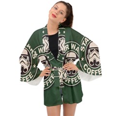 Stormtrooper Coffee Long Sleeve Kimono by Cendanart