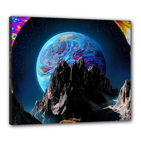 Aesthetic Psychedelic Drawings Art Acid Space Canvas 24  X 20  (stretched) by Cendanart