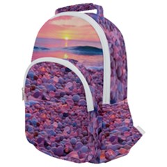 Sea Beach Water Sunset Ocean Rounded Multi Pocket Backpack by Ndabl3x