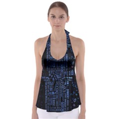 Doctor Who Tardis Tie Back Tankini Top by Cendanart