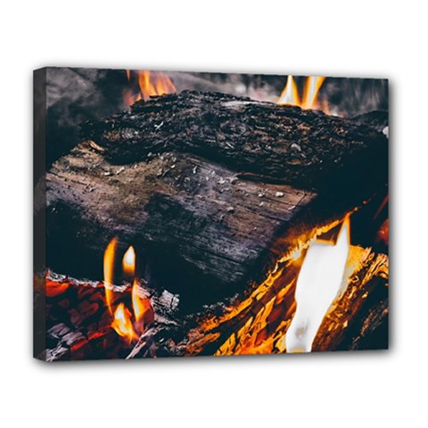 Wood Fire Camping Forest On Canvas 14  X 11  (stretched) by Bedest