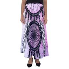 Dream Catcher Art Feathers Pink Flared Maxi Skirt by Bedest