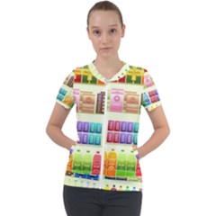 Supermarket Shelf Products Snacks Short Sleeve Zip Up Jacket by Cendanart