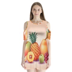 Fruit Pattern Apple Abstract Food Shoulder Cutout Velvet One Piece by Proyonanggan