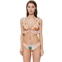 Fruit Pattern Apple Abstract Food Low Cut Ruffle Edge Bikini Set by Proyonanggan