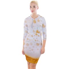 Beer Foam Texture Macro Liquid Bubble Quarter Sleeve Hood Bodycon Dress by Cemarart