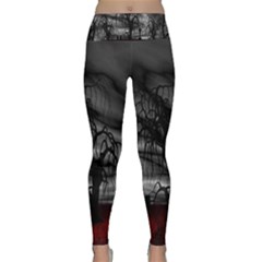 Grave Yard Dark Fantasy Trees Lightweight Velour Classic Yoga Leggings by Cemarart