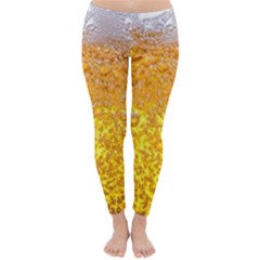 Liquid Bubble Drink Beer With Foam Texture Classic Winter Leggings by Cemarart