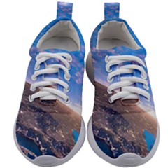 Earth Blue Galaxy Sky Space Kids Athletic Shoes by Cemarart