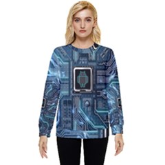 Circuit Board Motherboard Hidden Pocket Sweatshirt by Cemarart