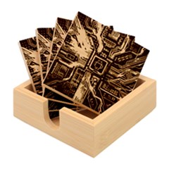 Circuit Board Motherboard Bamboo Coaster Set by Cemarart