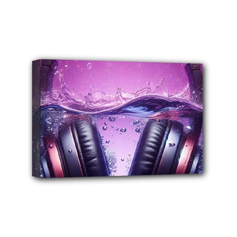 Headphones Sound Audio Music Radio Mini Canvas 6  X 4  (stretched) by Hannah976