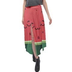 Watermelon Lock Love Velour Split Maxi Skirt by Cemarart