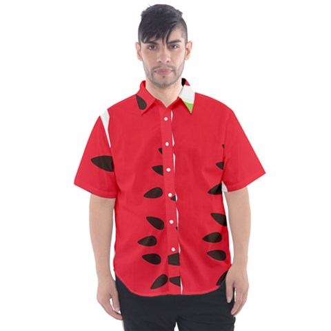 Watermelon Black Green Melon Red Men s Short Sleeve Shirt by Cemarart