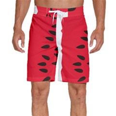 Watermelon Black Green Melon Red Men s Beach Shorts by Cemarart