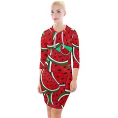 Summer Watermelon Fruit Quarter Sleeve Hood Bodycon Dress by Cemarart