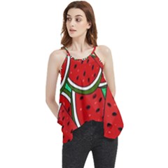 Summer Watermelon Fruit Flowy Camisole Tank Top by Cemarart