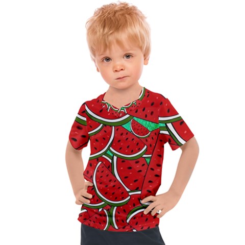 Summer Watermelon Fruit Kids  Sports T-shirt by Cemarart