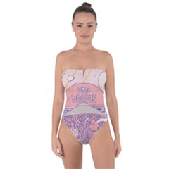 Ramen Kawaii Aesthetic Pink Tie Back One Piece Swimsuit by Cemarart