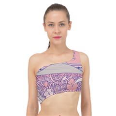 Ramen Kawaii Aesthetic Pink Spliced Up Bikini Top  by Cemarart