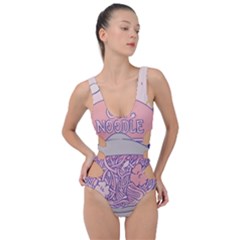 Ramen Kawaii Aesthetic Pink Side Cut Out Swimsuit by Cemarart