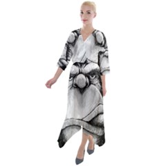 Png Huod Quarter Sleeve Wrap Front Maxi Dress by saad11