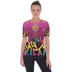 Dancing Colorful Disco Shoulder Cut Out Short Sleeve Top by Bajindul